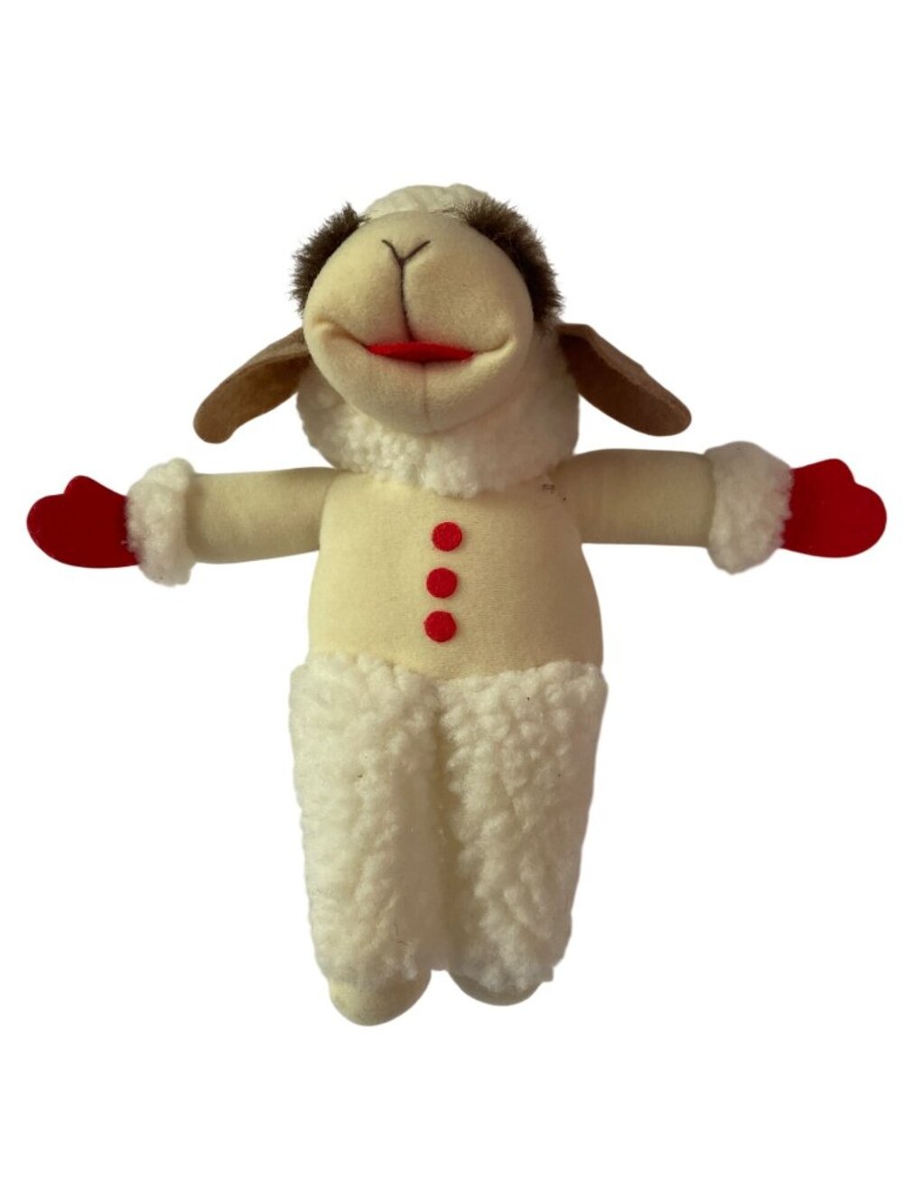 1993 Lamb Chop Plush Toy 9" Shari Lewis White Red Buttons Polyester CE Vintage